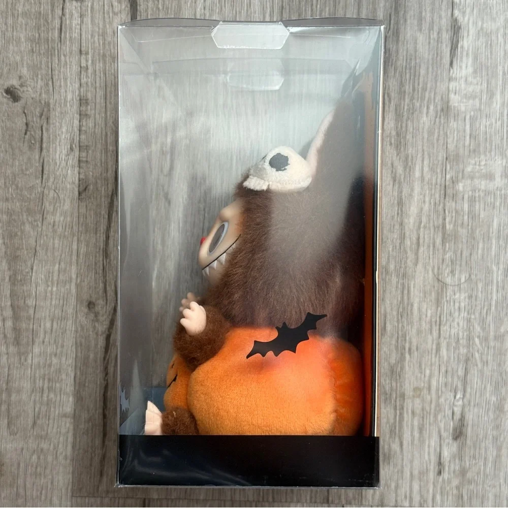 Pop Mart Happy Halloween Sitting Pumpkin Labubu with Case Plush Pendant Popmart
